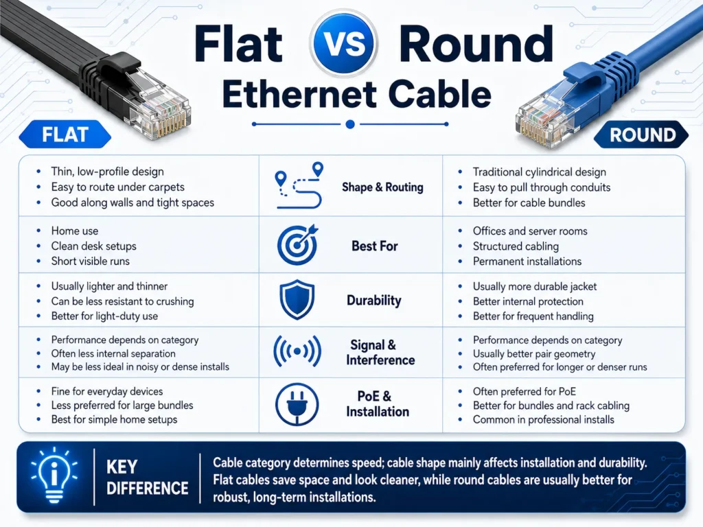  Flat VS Round Ethernet Cable 