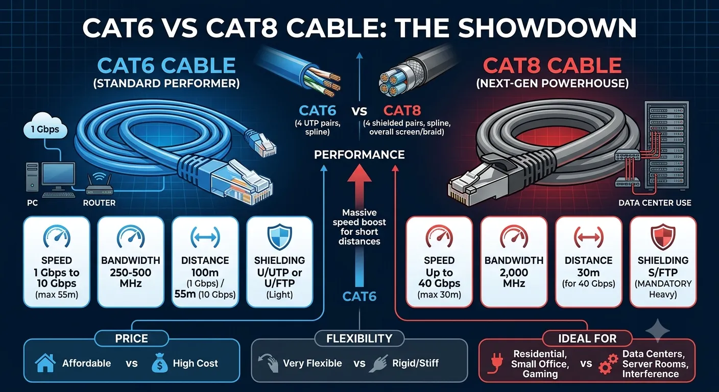 Cat6 VS Cat8 Ethernet cable