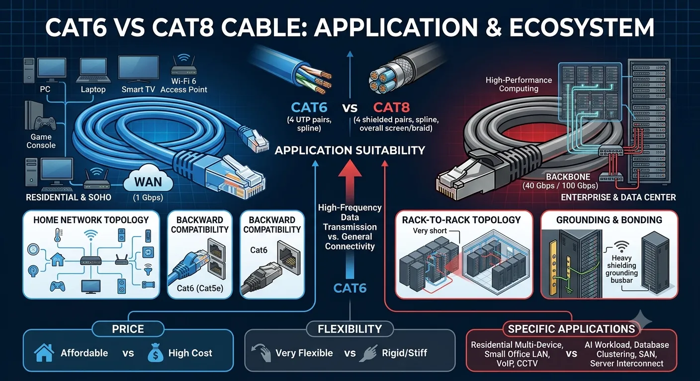 Cat6 VS Cat8 ethernet cable Application